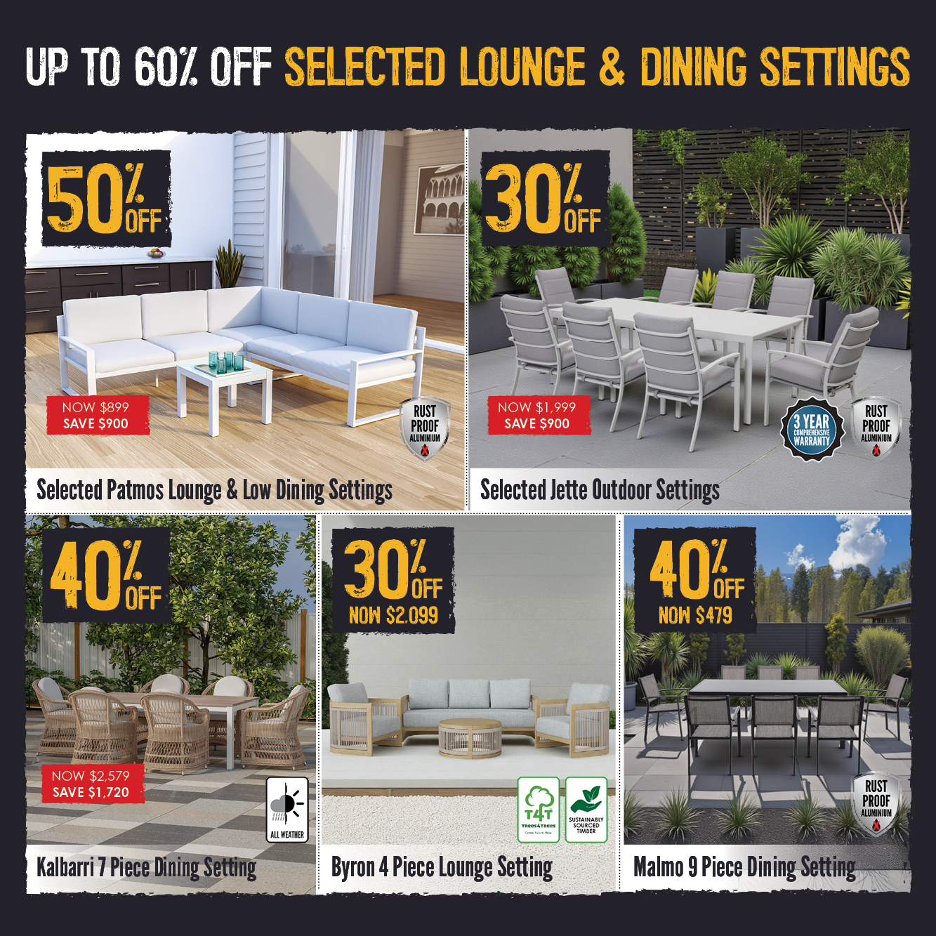 Up To 50% Off Selected Lounge & Dining Settings | Shop Now